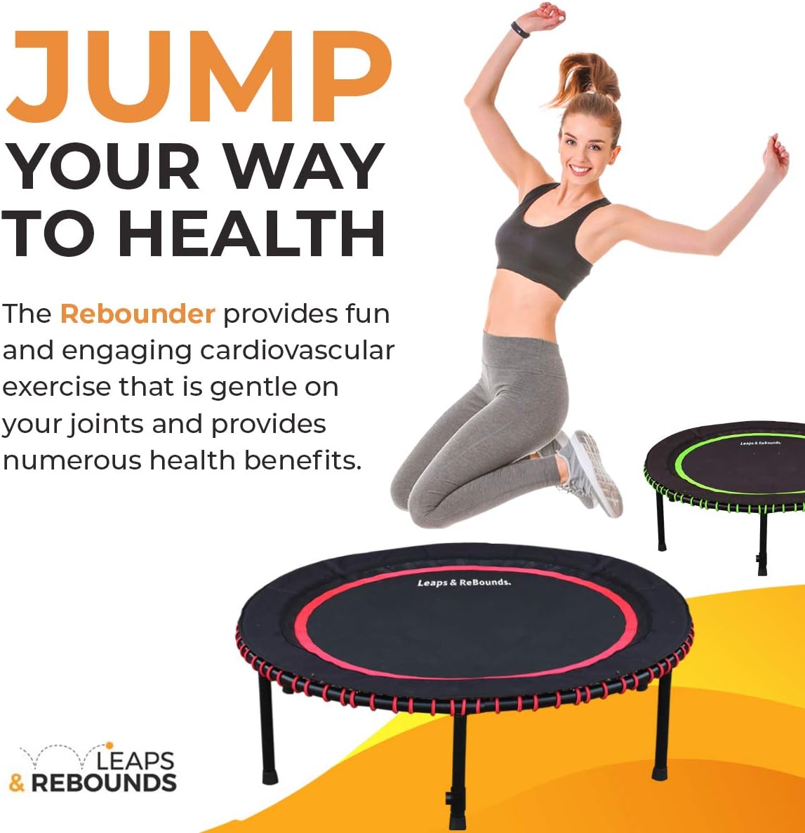 Leaps and ReBounds for Adults and Kids - Rebounder with Online Workout Videos - for Outdoor Games, Fitness, and Recreational Activities - Safe, Quiet, Durable Cardio Exercise Equipment-2