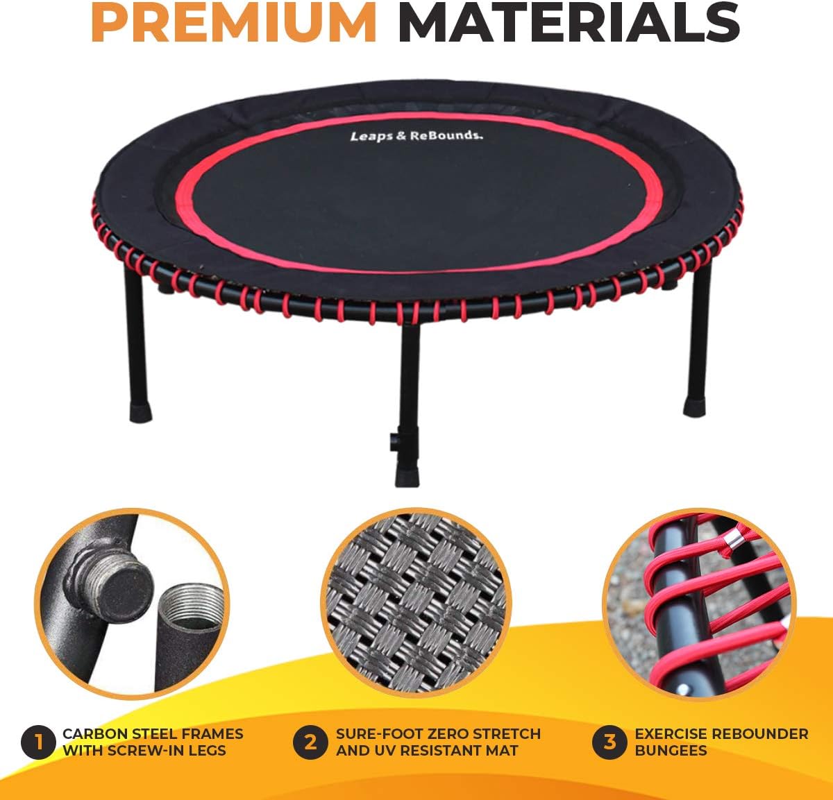 Leaps and ReBounds for Adults and Kids - Rebounder with Online Workout Videos - for Outdoor Games, Fitness, and Recreational Activities - Safe, Quiet, Durable Cardio Exercise Equipment-4