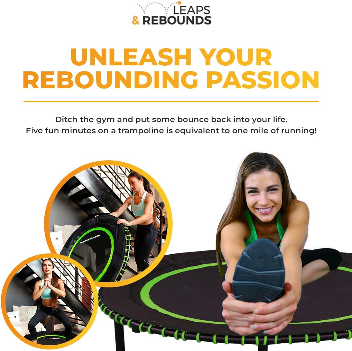 Leaps and ReBounds for Adults and Kids - Rebounder with Online Workout Videos - for Outdoor Games, Fitness, and Recreational Activities - Safe, Quiet, Durable Cardio Exercise Equipment-6