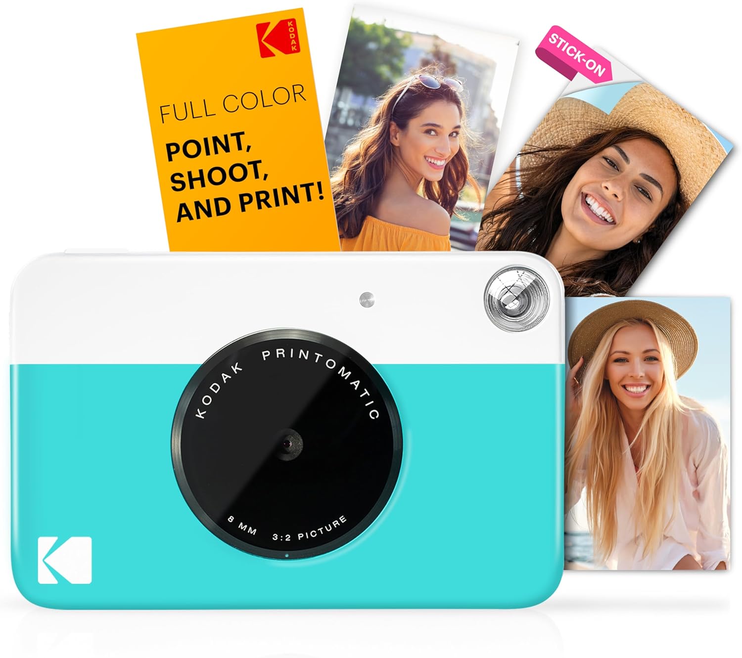 KODAK Printomatic Full-Color Instant Print Camera Starter Bundle + Carrying Case + Zink 20pk Photo Paper - Colorful Photos On 2x3 Sticky-Back Paper - Fun Gift for Birthday Christmas Holiday - Blue-1