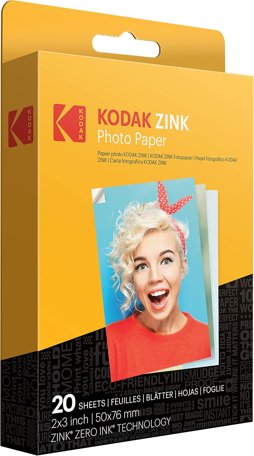 KODAK Printomatic Full-Color Instant Print Camera Starter Bundle + Carrying Case + Zink 20pk Photo Paper - Colorful Photos On 2x3 Sticky-Back Paper - Fun Gift for Birthday Christmas Holiday - Blue-2