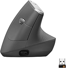 Logitech MX Vertical Wireless Mouse – Ergonomic Design Reduces Muscle Strain, Move Content Between 3 Windows and Apple Computers, Rechargeable, Graphite