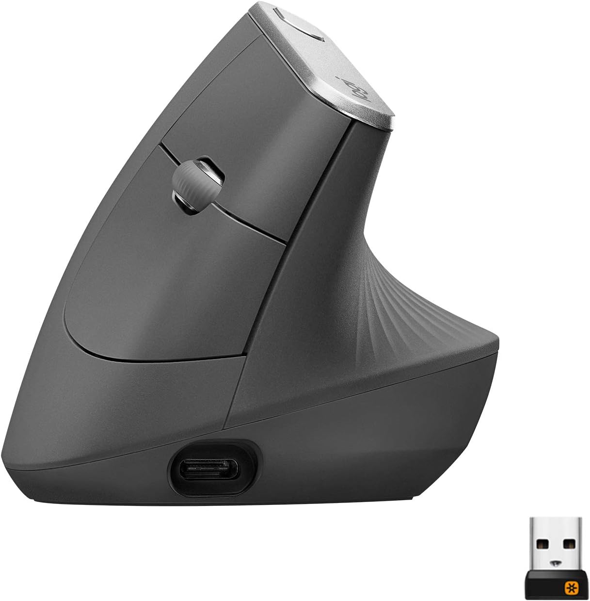 Logitech MX Vertical Wireless Mouse – Ergonomic Design Reduces Muscle Strain, Move Content Between 3 Windows and Apple Computers, Rechargeable, Graphite-0