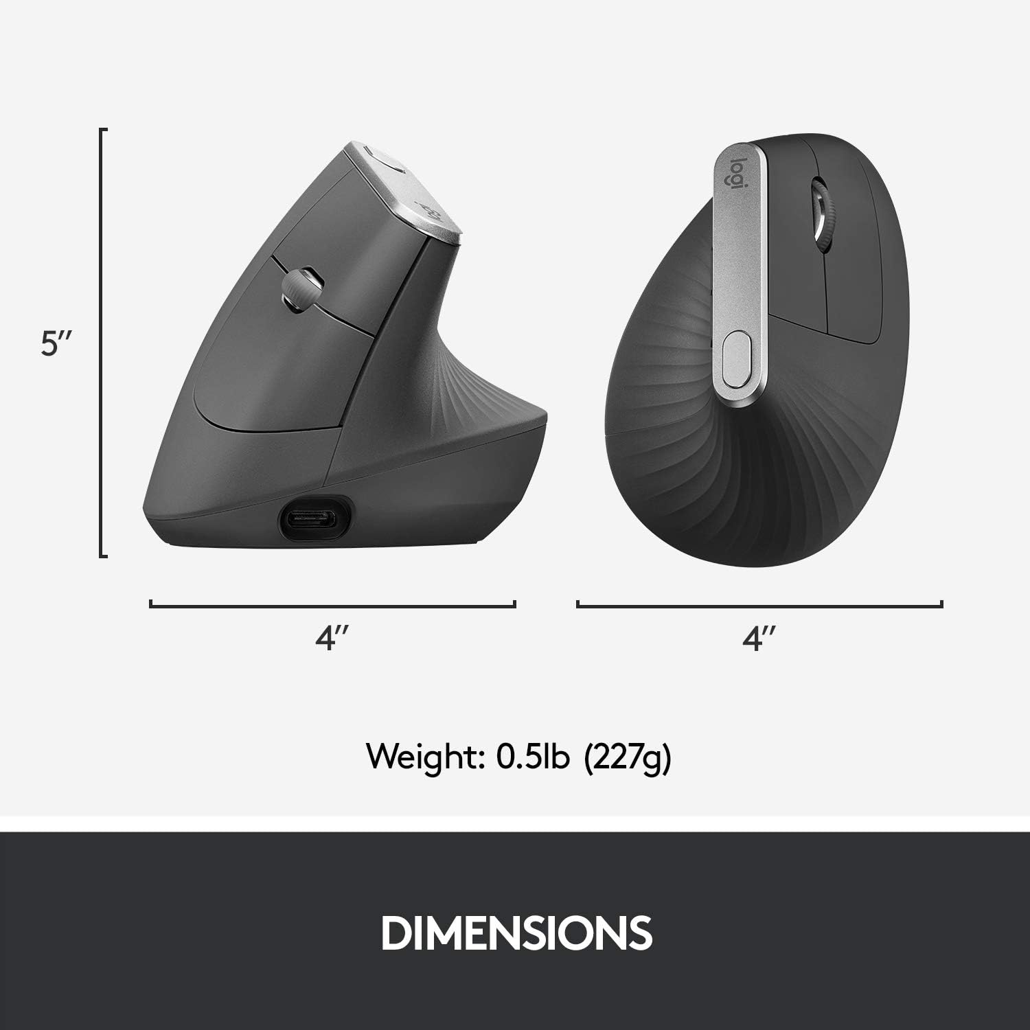 Logitech MX Vertical Wireless Mouse – Ergonomic Design Reduces Muscle Strain, Move Content Between 3 Windows and Apple Computers, Rechargeable, Graphite-6