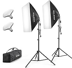 RALENO Softbox Lighting Kit, 20X28-Inch Softbox Photography Lighting with LED Bulbs(50W | 5500K | TLCI≥97), Streaming Lighting for Video Rcording Photoes Portraits YouTube | Model: PS40