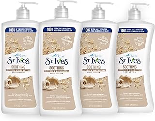 St. Ives Soothing Hand & Body Lotion for Women with Pump, Daily Moisturizer Oatmeal and Shea Butter for Dry Skin, Made with 100% Natural Moisturizers, 21 fl oz, 4 Pack