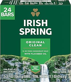 Irish Spring Bar Soap for Men, Original Clean, Smell Fresh and Clean for 12 Hours, Men Soap Bars for Washing Hands and Body, Mild for Skin, Recyclable Carton, 3.7 Ounce - 3 Count (Pack of 8)