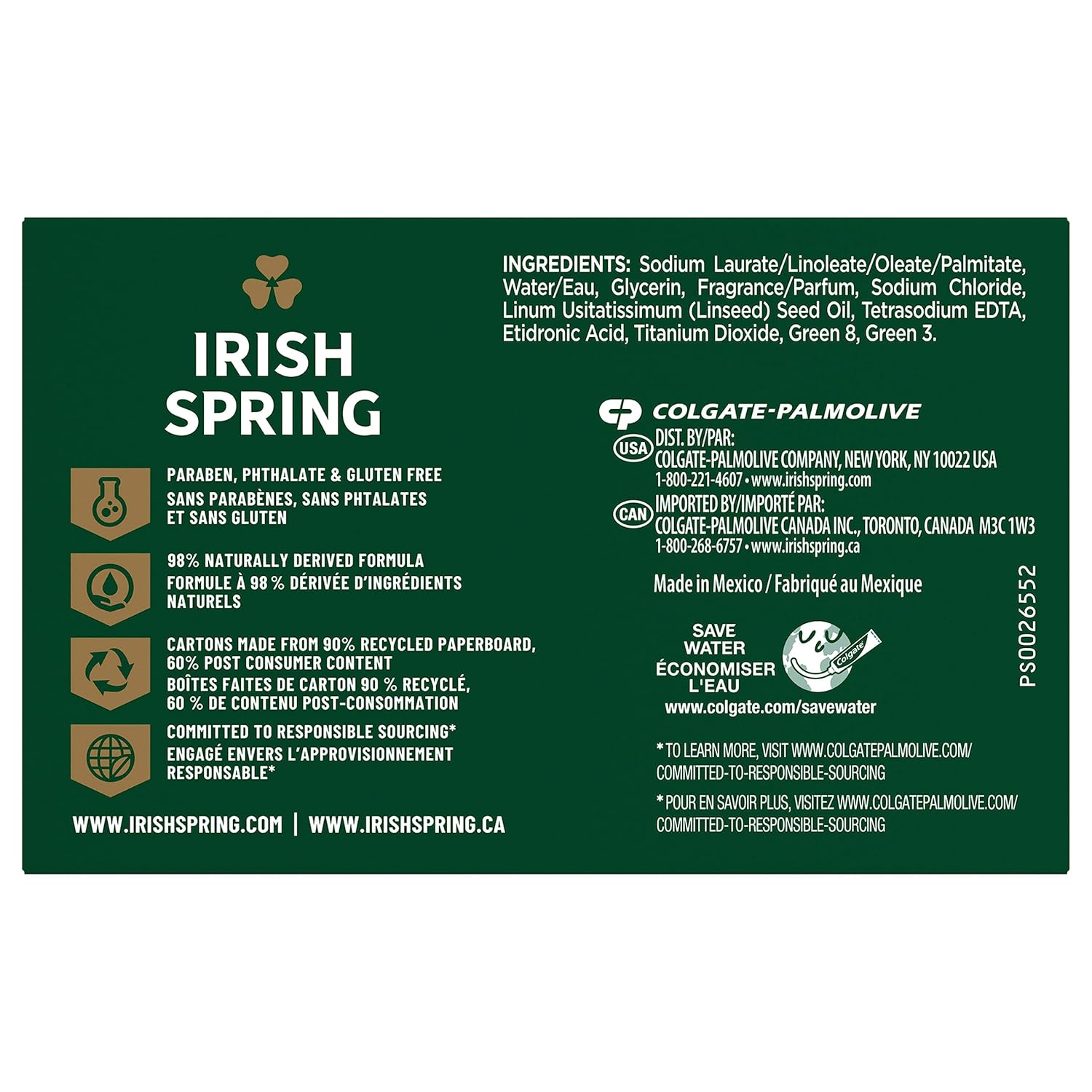 Irish Spring Bar Soap for Men, Original Clean, Smell Fresh and Clean for 12 Hours, Men Soap Bars for Washing Hands and Body, Mild for Skin, Recyclable Carton, 3.7 Ounce - 3 Count (Pack of 8)-8