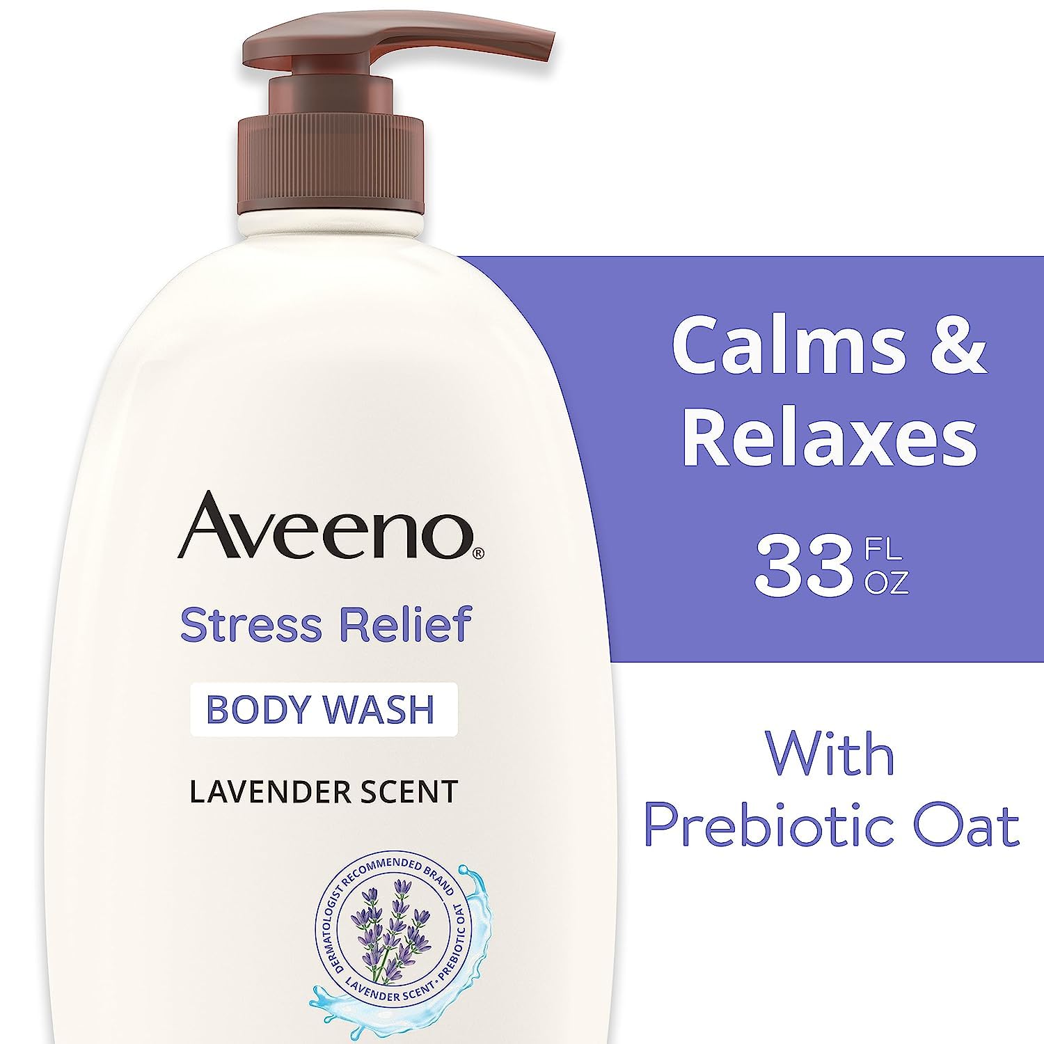 Aveeno Stress Relief Body Wash with Soothing Oat for Sensitive Skin, Lavender Body Wash to help you feel Calm and Relaxed, Sulfate-Free, 33 FL OZ-1