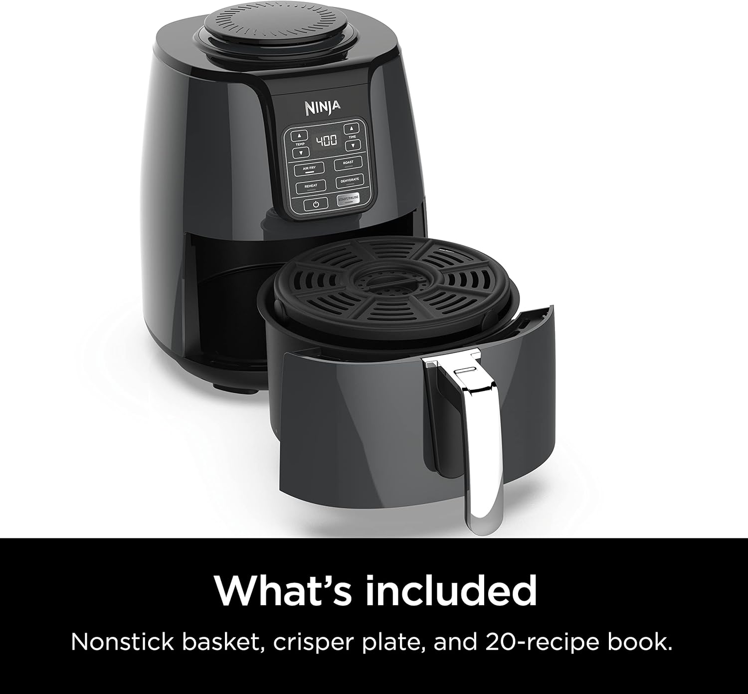 Ninja Air Fryer, Roast, Bake, Air Fry, Roast, Broil, Reheats, & Dehydrates, 4-in-1, Fries, Frozen Food, Veggies, and Juicy Meat, Less Oil, Easy Meals, Healthy Meals, Compact, 4 QT, Grey, AF101-7