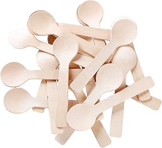 Gmark 4" Mini Wooden Spoons 100 ct, Biodegradable Compostable Birchwood (100pcs/bag) GM1042A