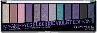 Rimmel London Magnif'Eyes Eyeshadow Palette, 12 Shades, Blendable Formula, Versatile, 008, Electric Violet, 0.5oz