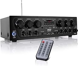 Pyle Wireless Bluetooth Home Audio Amplifier System-Upgraded 6 Channel 750 Watt Sound Power Stereo Receiver w/USB, Micro SD, Headphone,2 Microphone Input w/Echo, Talkover for PA - PTA62BT.5