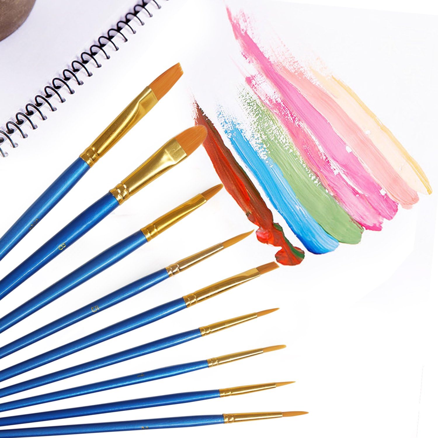 Paint Brush Set, Nylon Hair Brushes for Acrylic Oil Watercolor Painting Artist Professional Painting Kits (8 Packs of 80PCS)-3