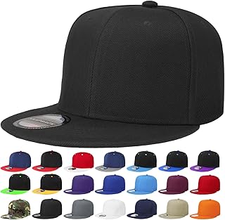 Falari Classic Snapback Hat Cap Hip Hop Style Flat Bill Blank Solid Color Adjustable Size