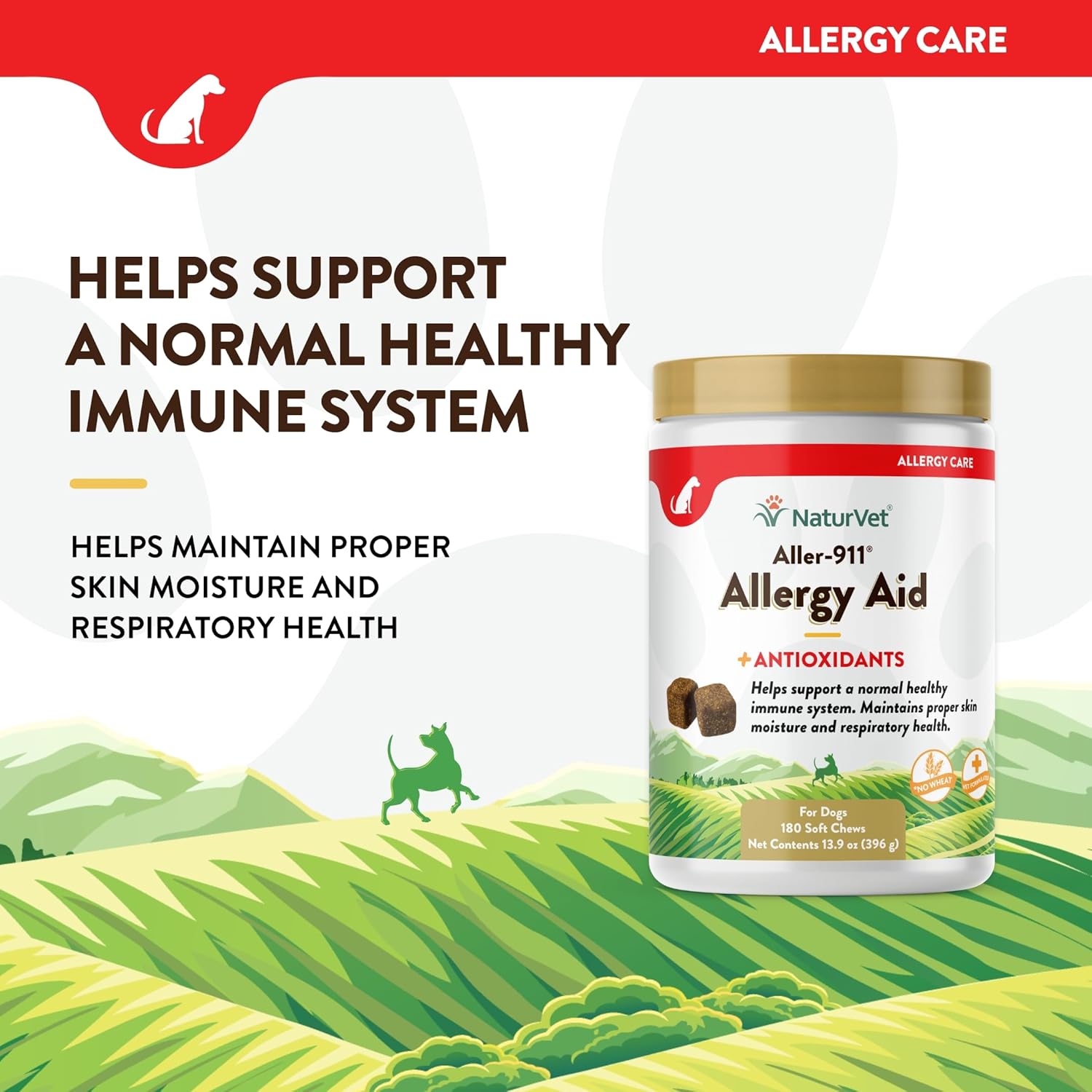 NaturVet Aller-911 Advanced Allergy Aid for Dogs, Cats – Antioxidant-Rich Pet Supplement with Omegas, DHA, EPA – Helps Support Dog Immune System, Cat Respiratory Health, Skin Moisture 180 Soft Chews-2