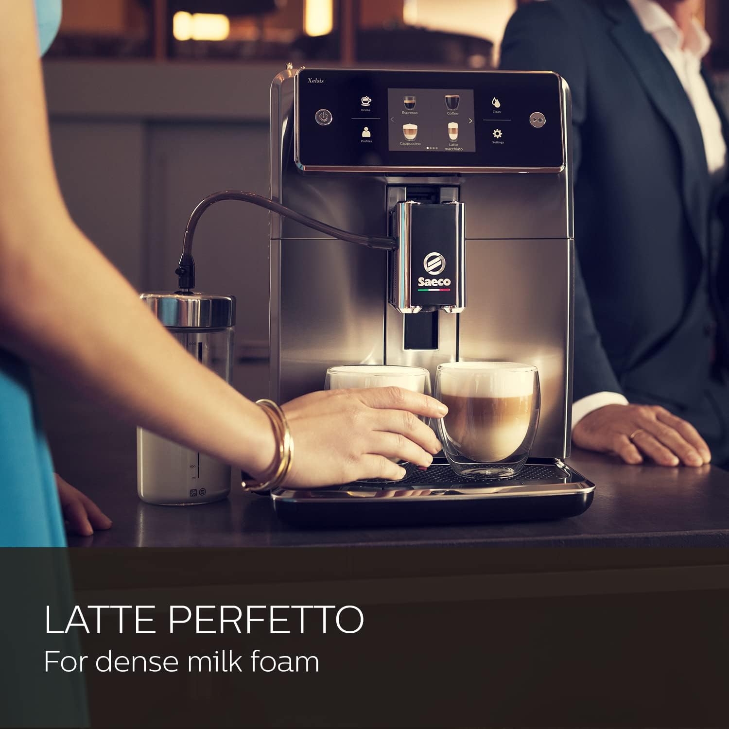 Philips Saeco Xelsis Super Automatic Espresso Machine - LatteDuo Milk System, 15 Coffee Varieties, 8 User Profiles, Touch Screen, Stainless Steel, (SM7685/04)-3