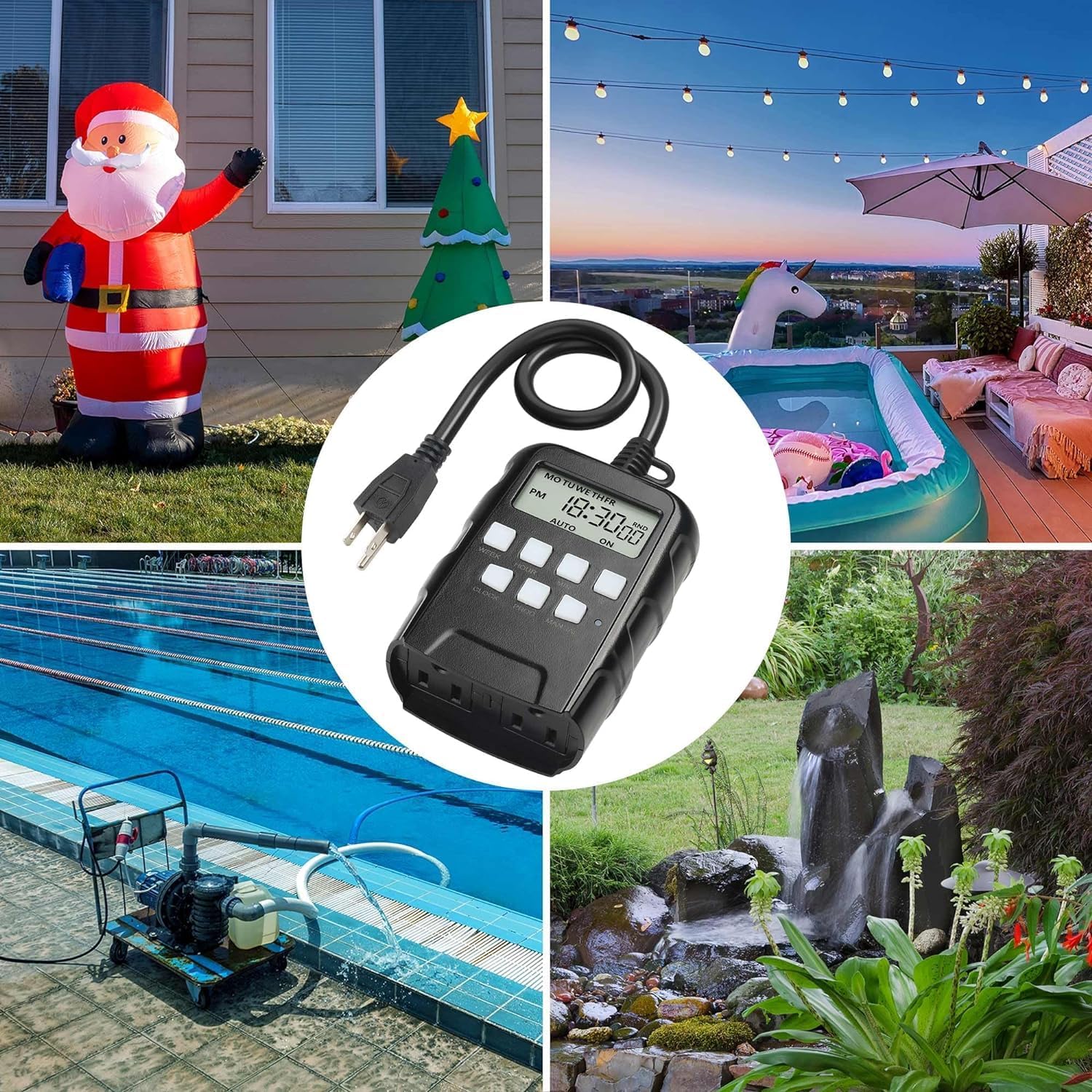 BN-LINK 7 Day Outdoor Heavy Duty Digital Programmable Timer BND/U78, 125VAC, 60Hz, Dual Outlet, Weatherproof, Heavy Duty, Accurate for Lamps Ponds Christmas Lights 1875W 1/2HP ETL Listed-6