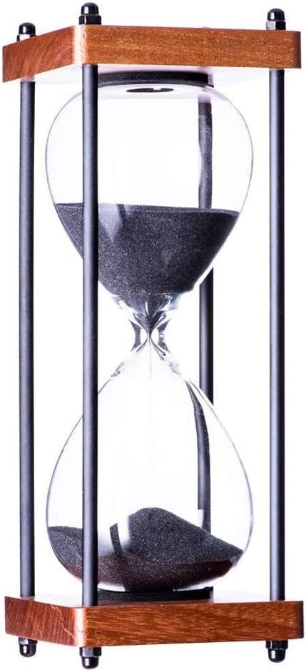 Large Hourglass Timer 30 Minute, Decorative Wooden Sandglass, Black-1