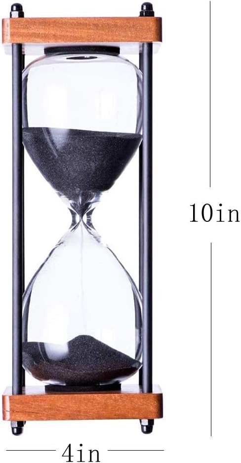 Large Hourglass Timer 30 Minute, Decorative Wooden Sandglass, Black-2