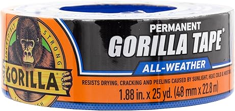 Gorilla All Weather Outdoor Waterproof Duct Tape, UV and Temperature Resistant, 1.88" x 25 yd, Black, (Pack of 1)