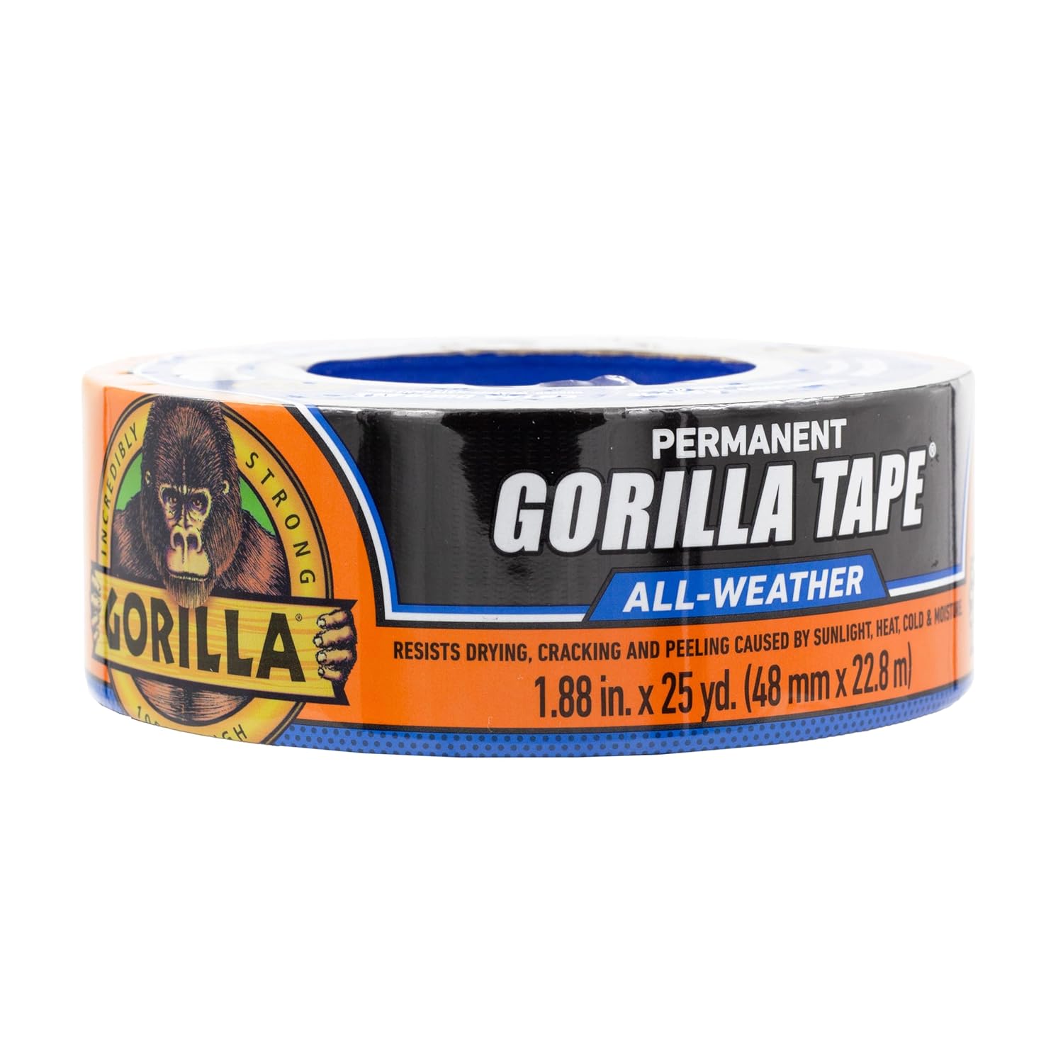 Gorilla All Weather Outdoor Waterproof Duct Tape, UV and Temperature Resistant, 1.88" x 25 yd, Black, (Pack of 1)-0