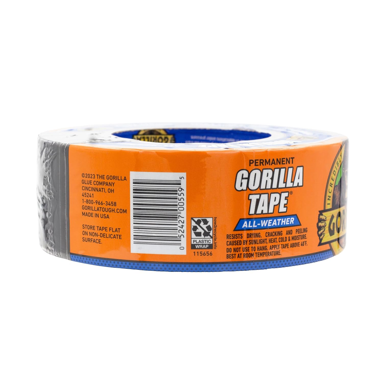 Gorilla All Weather Outdoor Waterproof Duct Tape, UV and Temperature Resistant, 1.88" x 25 yd, Black, (Pack of 1)-7