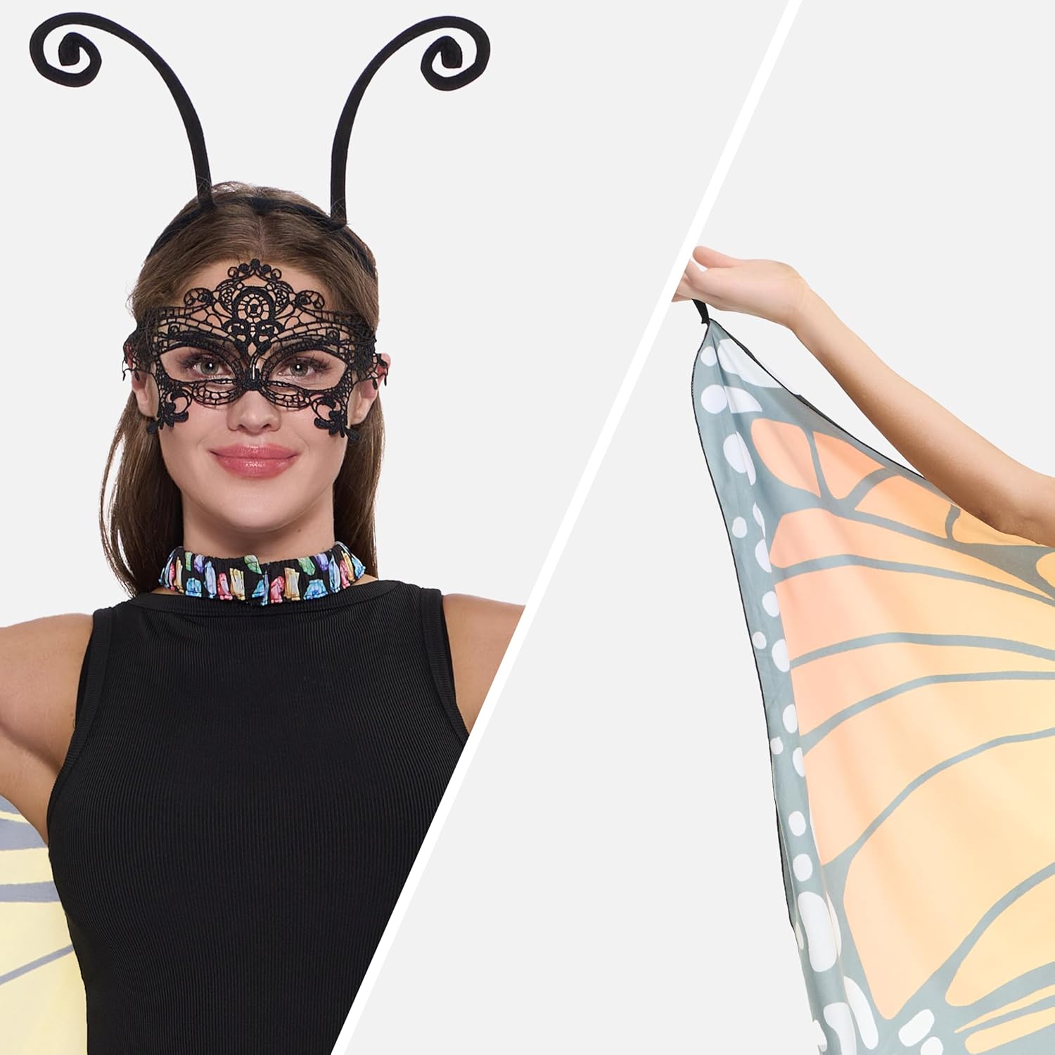 Spooktacular Creations Adult Butterfly Wing Adult with Lace Mask and Black Headband for Adult Women Halloween Costume-3