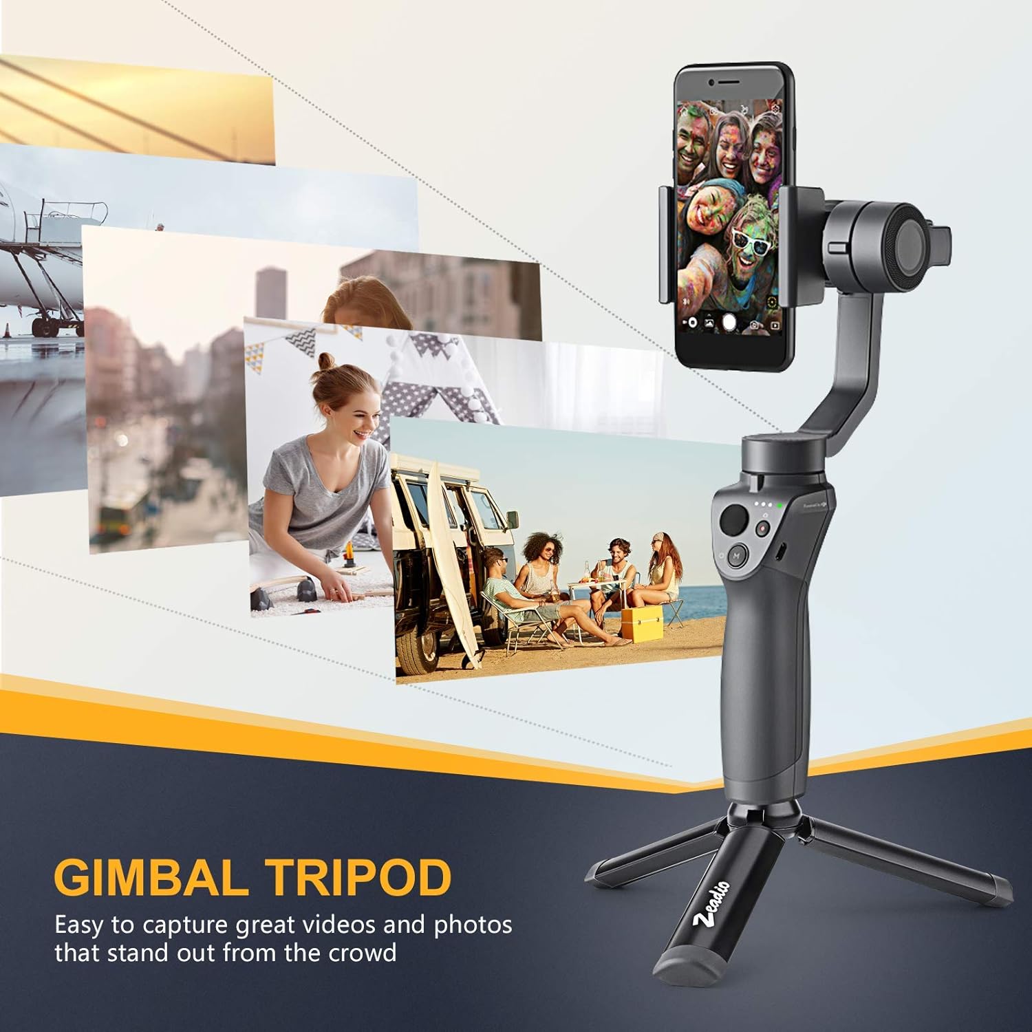 Zeadio Metal Mini Tripod, Desktop Tabletop Stand Compact Tripod for Smooth 4, Osmo Mobile, Vimble 2, Gimbal Handle Grip Stabilizer and All Cameras Black-2