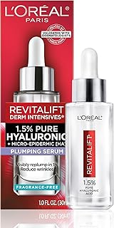 L'Oreal Paris Revitalift 1.5% Pure Hyaluronic Acid Face Serum, Hydrate & Reduce Wrinkles, Fragrance Free 1 oz