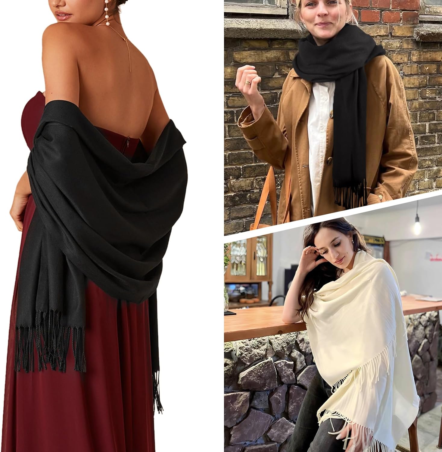 FURTALK Women's Pashmina Shawls and Wraps for Evening Dress Long Scarf Wedding Bride Bridesmaid Shawl Gifts-2