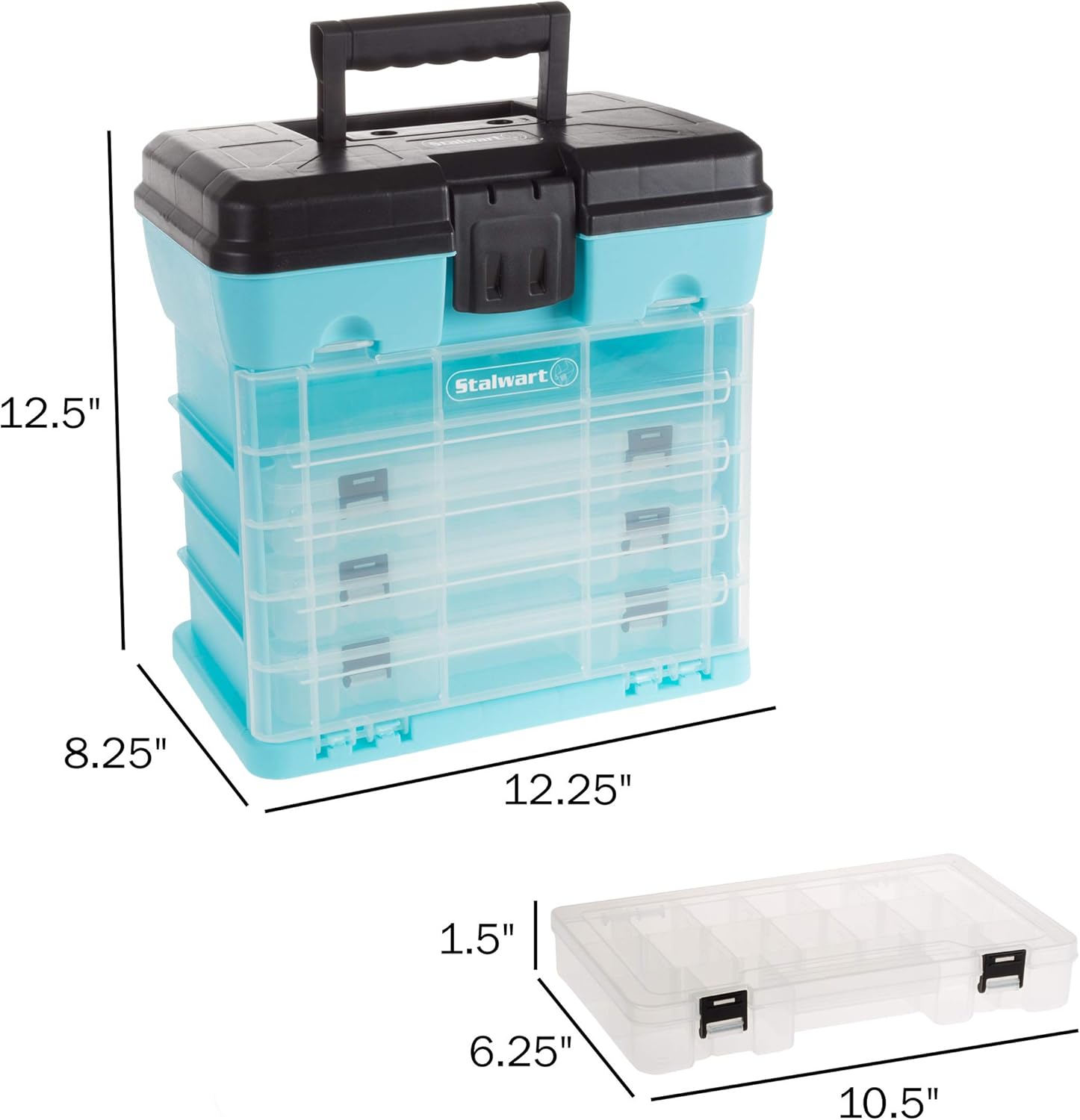 Portable Tool Box - Small Parts Organizer with Drawers and Customizable Compartments for Hardware, Tackle, Beads, or Crafts by Stalwart (Light Blue)-1