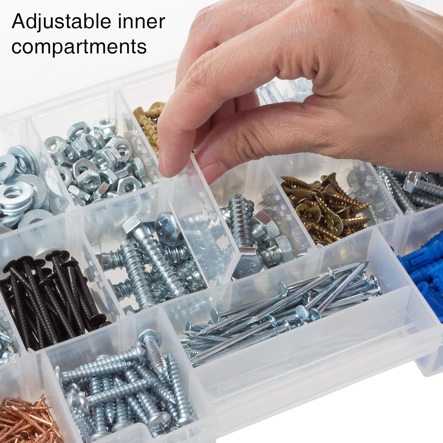 Portable Tool Box - Small Parts Organizer with Drawers and Customizable Compartments for Hardware, Tackle, Beads, or Crafts by Stalwart (Light Blue)-4