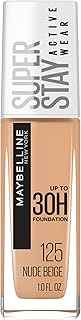 Maybelline Super Stay Full Coverage Liquid Foundation Active Wear Makeup, Up to 30Hr Wear, Transfer, Sweat & Water Resistant, Matte Finish, Nude Beige, 1 Count