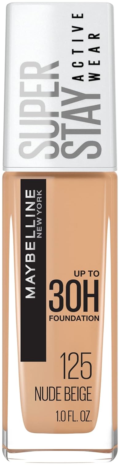 Maybelline Super Stay Full Coverage Liquid Foundation Active Wear Makeup, Up to 30Hr Wear, Transfer, Sweat & Water Resistant, Matte Finish, Nude Beige, 1 Count-0