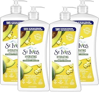 St. Ives Hydrating Hand & Body Lotion Moisturizer for Dry Skin Vitamin E & Avocado Made with 100% Natural Moisturizers 21 oz (pack of 4)