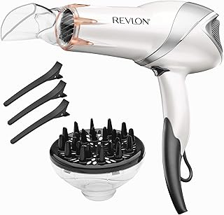 REVLON Infrared Hair Dryer with Diffuser | 1875W Blow Dryer with Infrared Heat Technology to Prevent Over-Drying, Maintain Natural Moisture, and Enhance Shine and Softness (White)