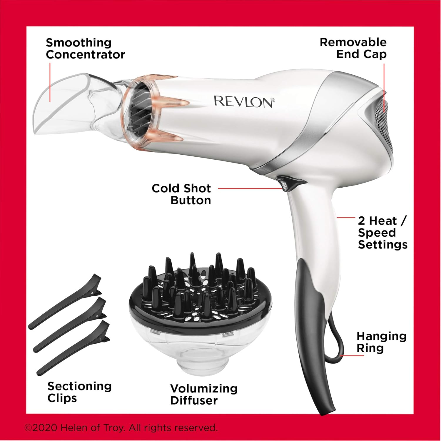 REVLON Infrared Hair Dryer with Diffuser | 1875W Blow Dryer with Infrared Heat Technology to Prevent Over-Drying, Maintain Natural Moisture, and Enhance Shine and Softness (White)-4