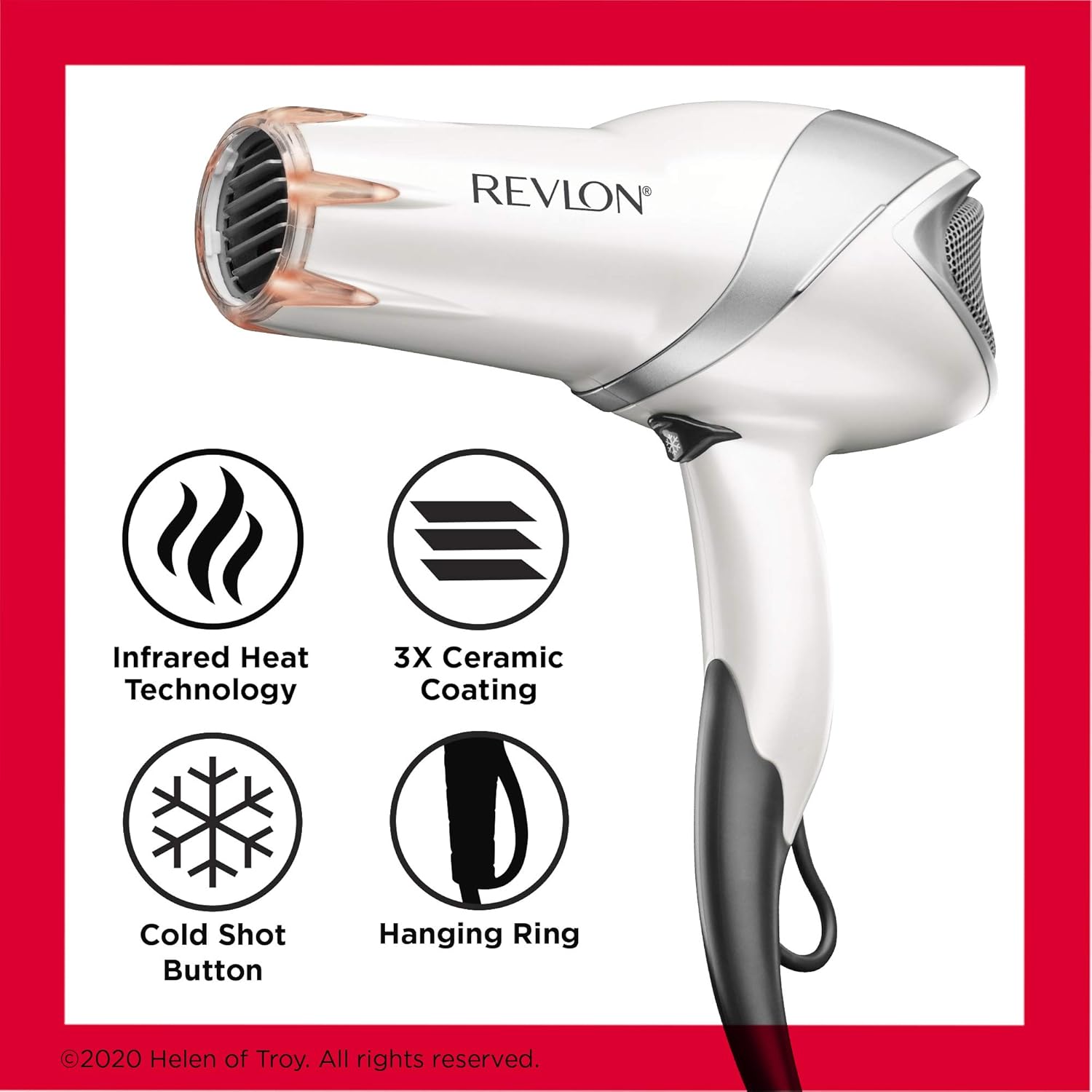 REVLON Infrared Hair Dryer with Diffuser | 1875W Blow Dryer with Infrared Heat Technology to Prevent Over-Drying, Maintain Natural Moisture, and Enhance Shine and Softness (White)-5