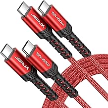 JSAUX 100W USB C to USB C Cable (2-Pack 6.6FT+6.6FT), USBC Type-C Carplay Cable 5A Fast Charging Cord Compatible with iPhone 16 Plus/16 Pro/15 Pro Max Samsung S24 S23 Z-flip 6 MacBook Air iPad Pro Red