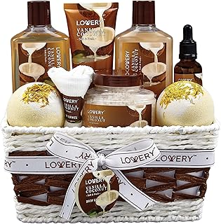 Bath and Body Gift Basket For Women and Men – 9 Piece Set of Vanilla Coconut Home Spa Set, Includes Fragrant Lotions, Extra Large Bath Bombs, Coconut Oil, Luxurious Bath Towel & More