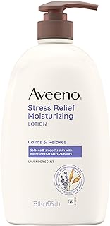 Aveeno Stress Relief Moisturizing Body Lotion with Lavender Scent, to help you feel Calm and Relaxed, Hydrating Body Lotion for Dry Skin, 33 FL OZ