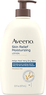 Aveeno Skin Relief Moisturizing Lotion for Very Dry Skin with Soothing Triple Oat & Shea Butter Formula, Dimethicone Skin Protectant Helps Heal Itchy, Dry Skin, Fragrance-Free, 33 fl. oz