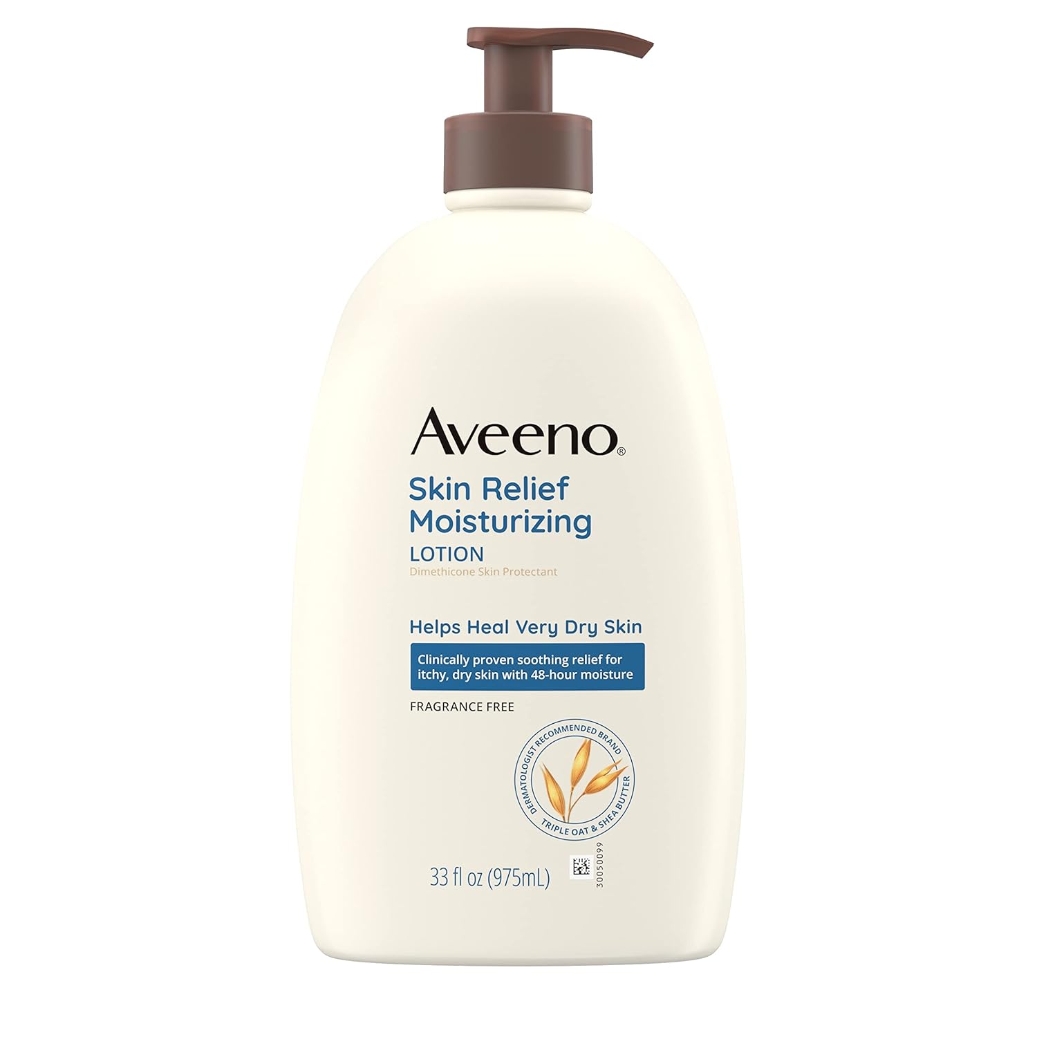 Aveeno Skin Relief Moisturizing Lotion for Very Dry Skin with Soothing Triple Oat & Shea Butter Formula, Dimethicone Skin Protectant Helps Heal Itchy, Dry Skin, Fragrance-Free, 33 fl. oz-0