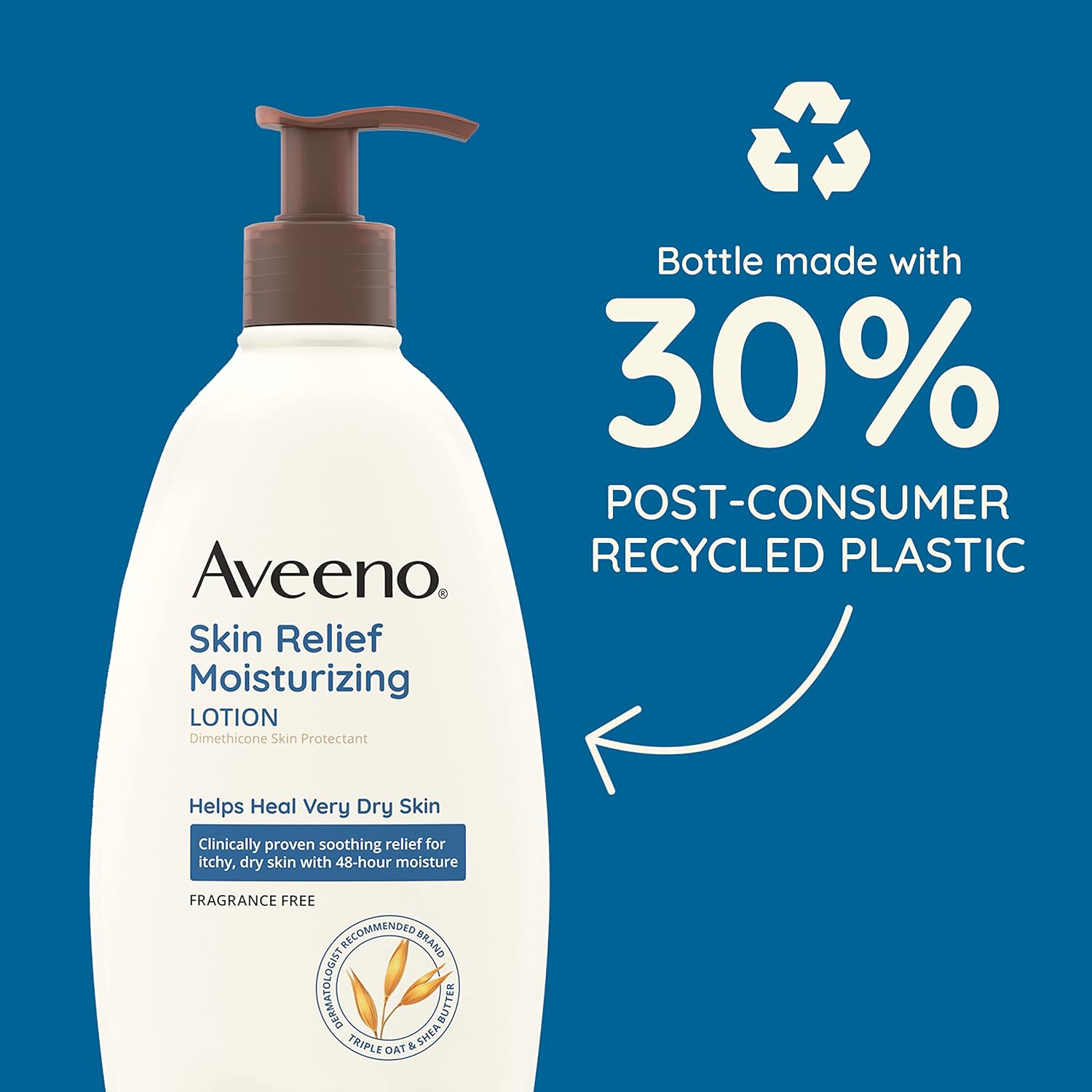 Aveeno Skin Relief Moisturizing Lotion for Very Dry Skin with Soothing Triple Oat & Shea Butter Formula, Dimethicone Skin Protectant Helps Heal Itchy, Dry Skin, Fragrance-Free, 33 fl. oz-3