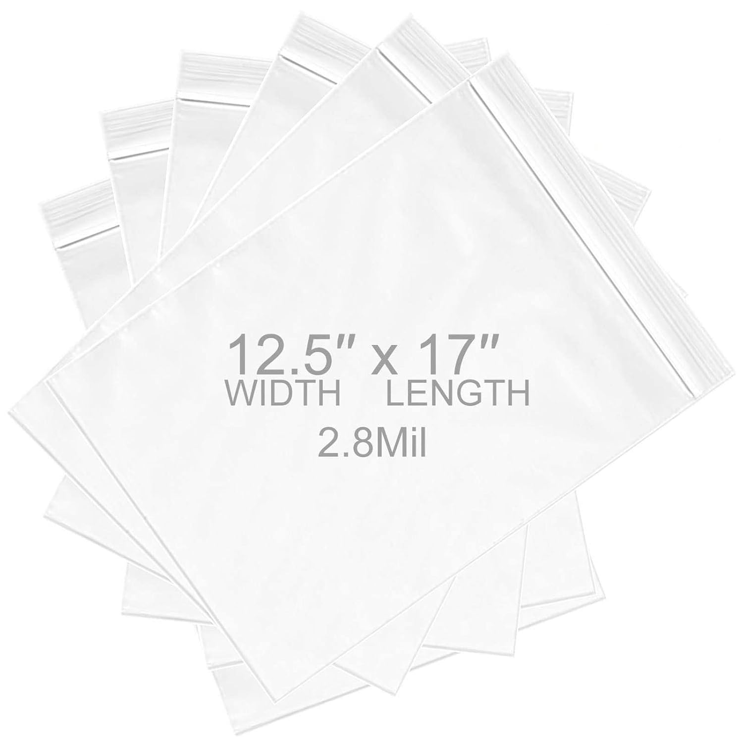 ASelected Large 12.5" x 17", 2.8 Mil Resealable Zipper Jumbo Size Plastic 2Gallon Storage Poly Bags (Pack of 100), Big Strong Clear-0