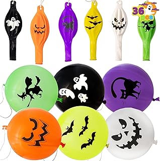 JOYIN 36 Pieces Halloween Punch Balloons for Halloween Punching Balloon Party Favor Supplies Decorations, Trick or Treat Toys, Halloween School Classroom Game