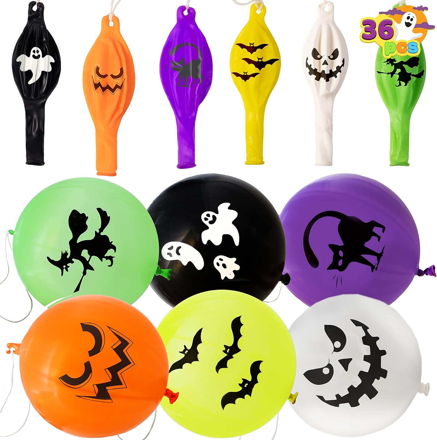 JOYIN 36 Pieces Halloween Punch Balloons for Halloween Punching Balloon Party Favor Supplies Decorations, Trick or Treat Toys, Halloween School Classroom Game-0