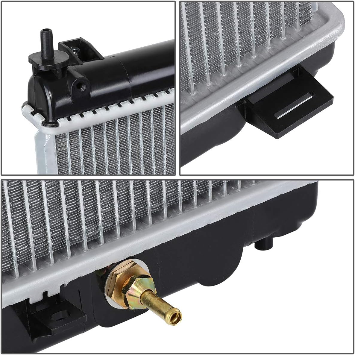 DNA Motoring OEM-RA-2455 1-Row Aluminum Core Cooling Radiator Compatible with 03-04 Infiniti G35 Sedan AT, 27-1/16" W X 15-13/16" H X 11/16" D, 1-7/16" Inlet, 1-7/16" Outlet-2