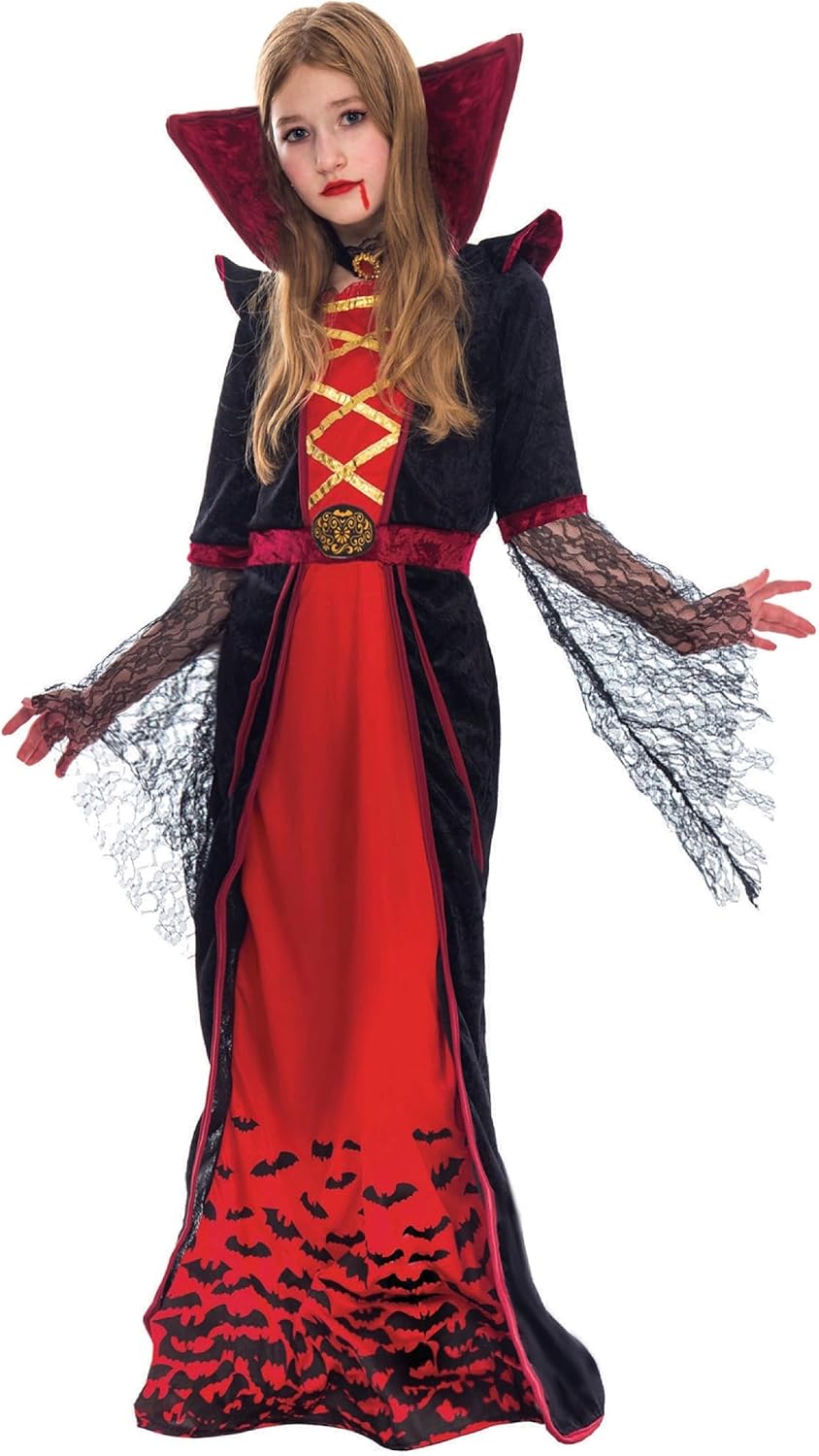 Spooktacular Creations Royal Vampire Costume for Girls Deluxe Set Halloween Gothic Victorian Vampiress Queen Dress Up Party-0